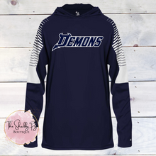 Load image into Gallery viewer, 11U Demons Badger - Lineup Hooded Long Sleeve T-Shirt w/ Name- 4211
