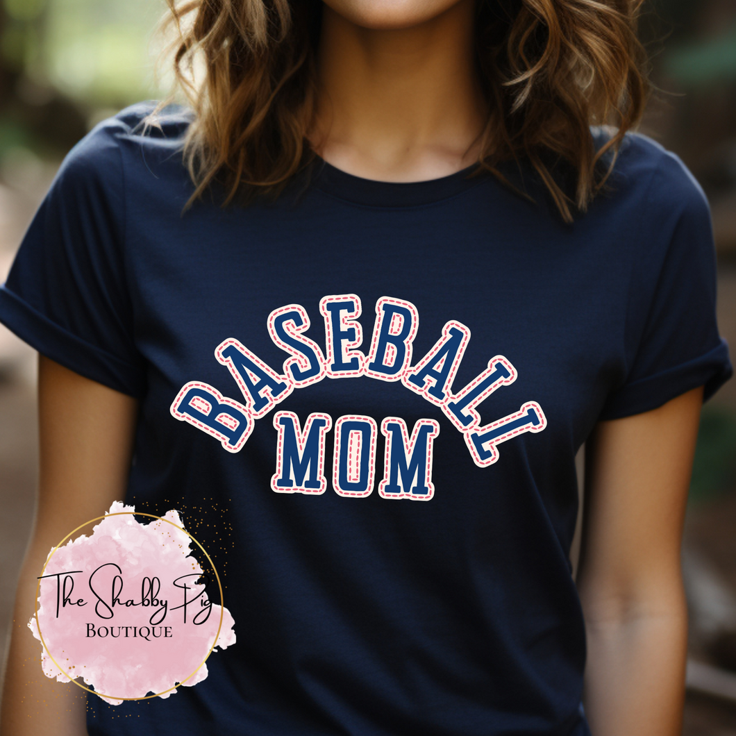 Baseball Mom Stitching Graphic Shirt