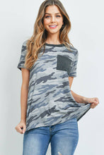 Load image into Gallery viewer, Short Sleeve Camouflage Top with Pocket
