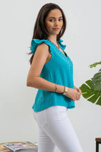 Load image into Gallery viewer, Clip Dot Woven Top with Ruffle Sleeve

