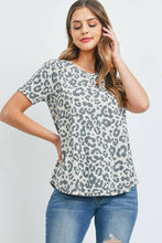 Load image into Gallery viewer, Leopard Print Short Sleeve with Round Hem
