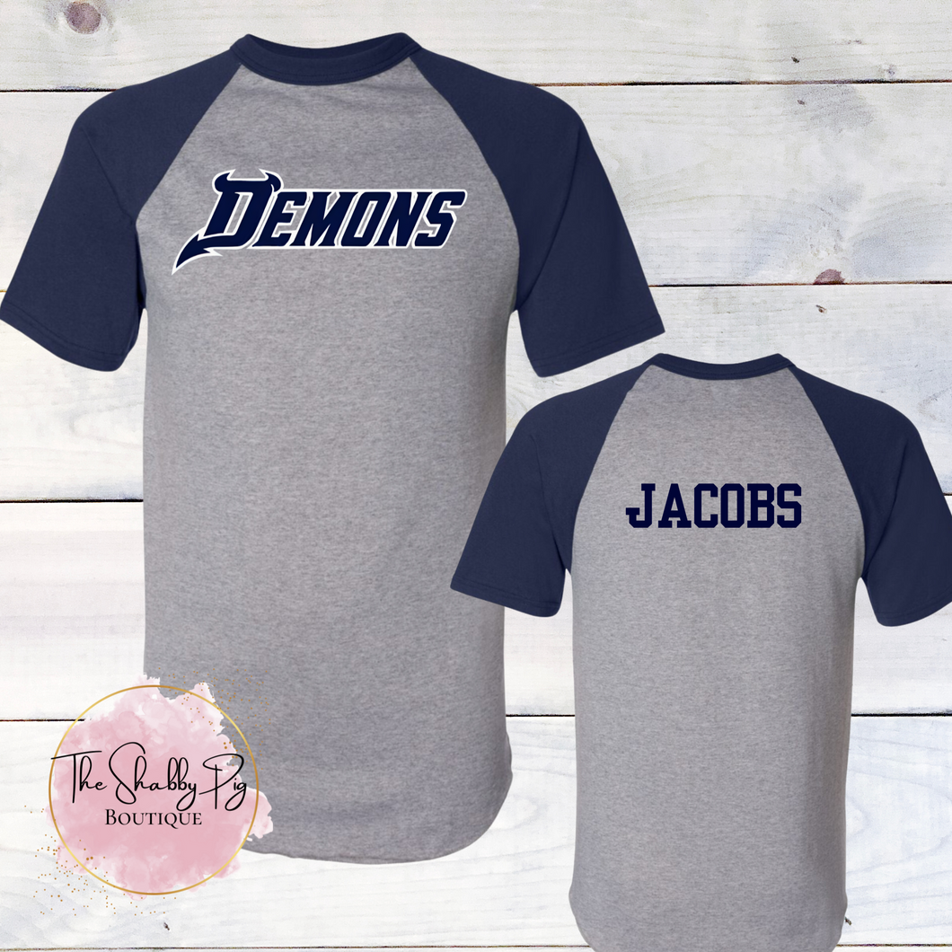 11U Demons Short Sleeve Baseball Jersey w/ Name - 423