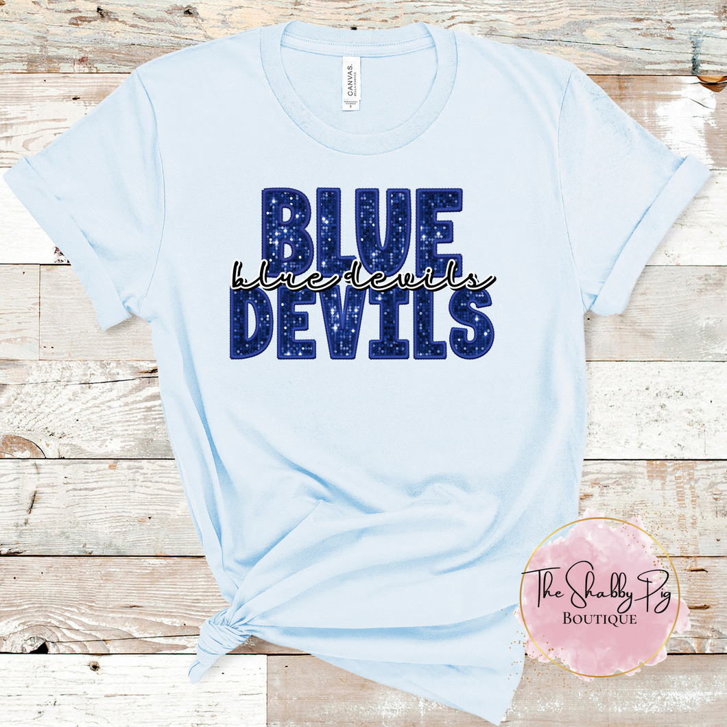 Blue Devils T-Shirt | Faux Embroidery