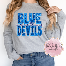 Load image into Gallery viewer, Blue Devils Wrestling Glitter/Embroidery Light Blue | Can be customized
