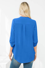 Load image into Gallery viewer, Beautiful Denim Top with a Notch Neckline &amp; 3/4 Folded Sleeve
