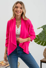 Load image into Gallery viewer, Fuchsia 3/4 Rouched Sleeve Blazer

