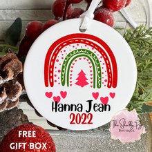 Load image into Gallery viewer, Rainbow Heart Ornament with Name
