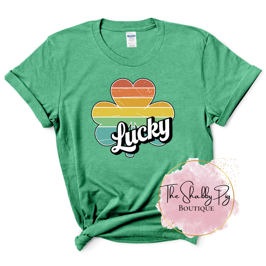 Lucky Rainbow Shamrock Graphic Tee