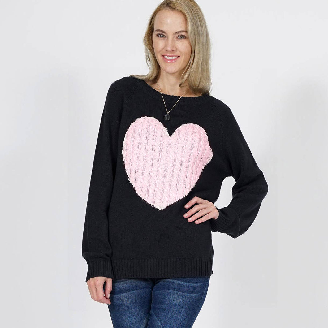 Jacquard Heart Valentine Pullover Sweater