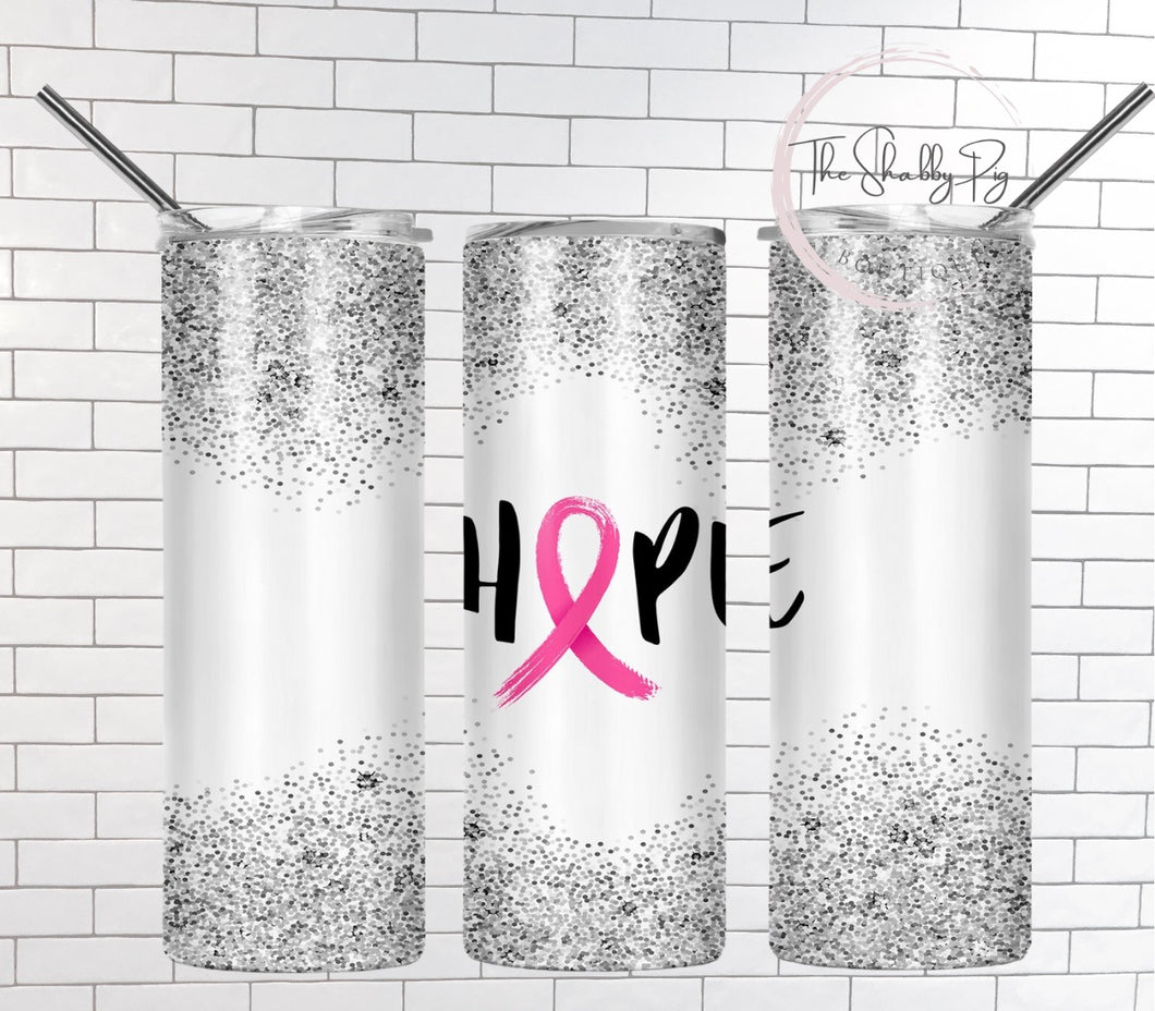 Hope Breast Cancer Tumbler | 20 oz. w/ Lid and Straw