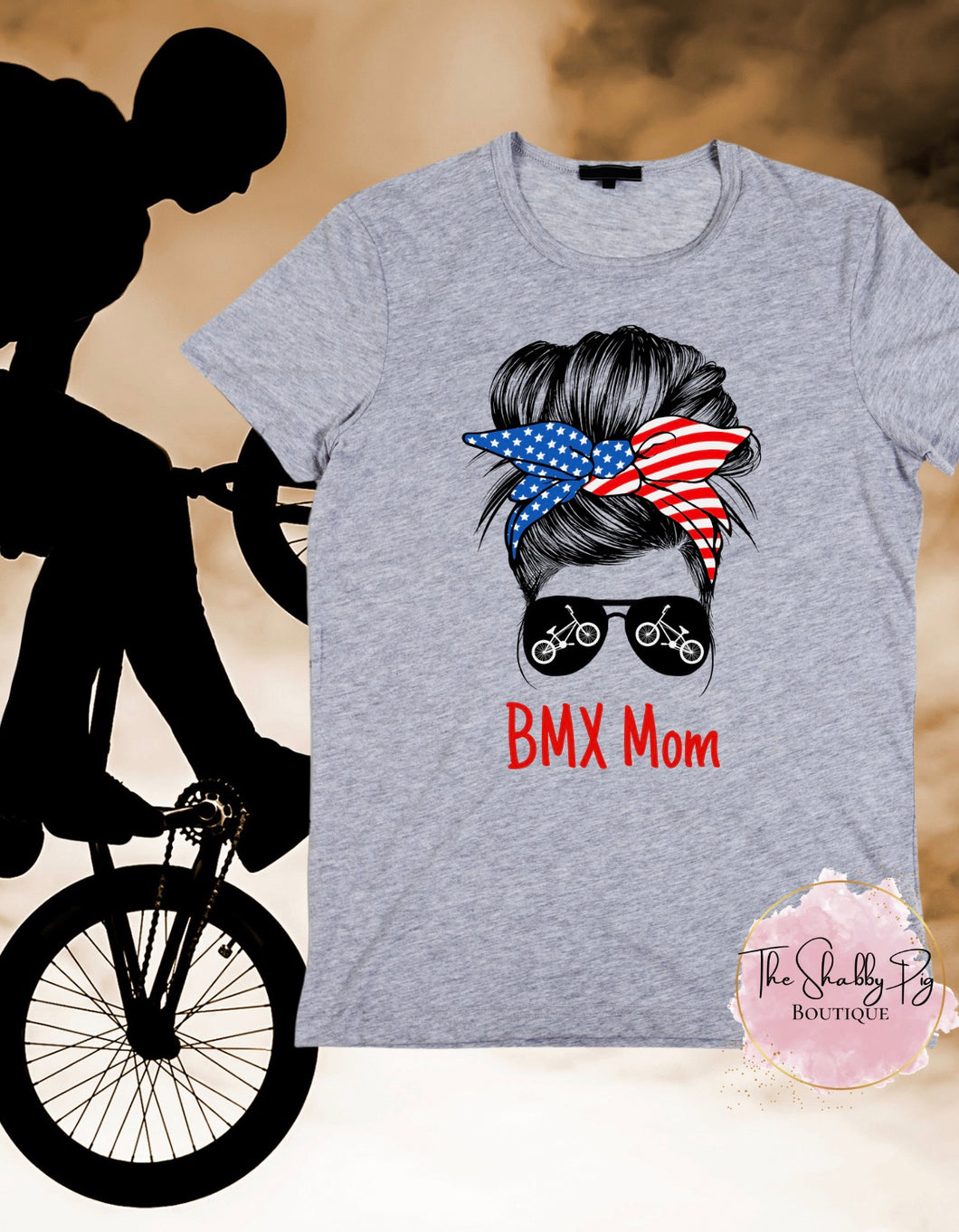 BMX Mom T-Shirt - Red, White & Blue