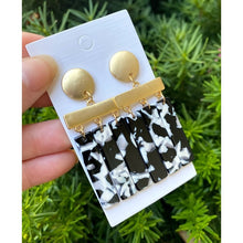 Load image into Gallery viewer, Black Gold Chandelier Dangle Earrings
