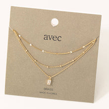 Load image into Gallery viewer, Dainty Chain Layered Rectangle Charm Necklace
