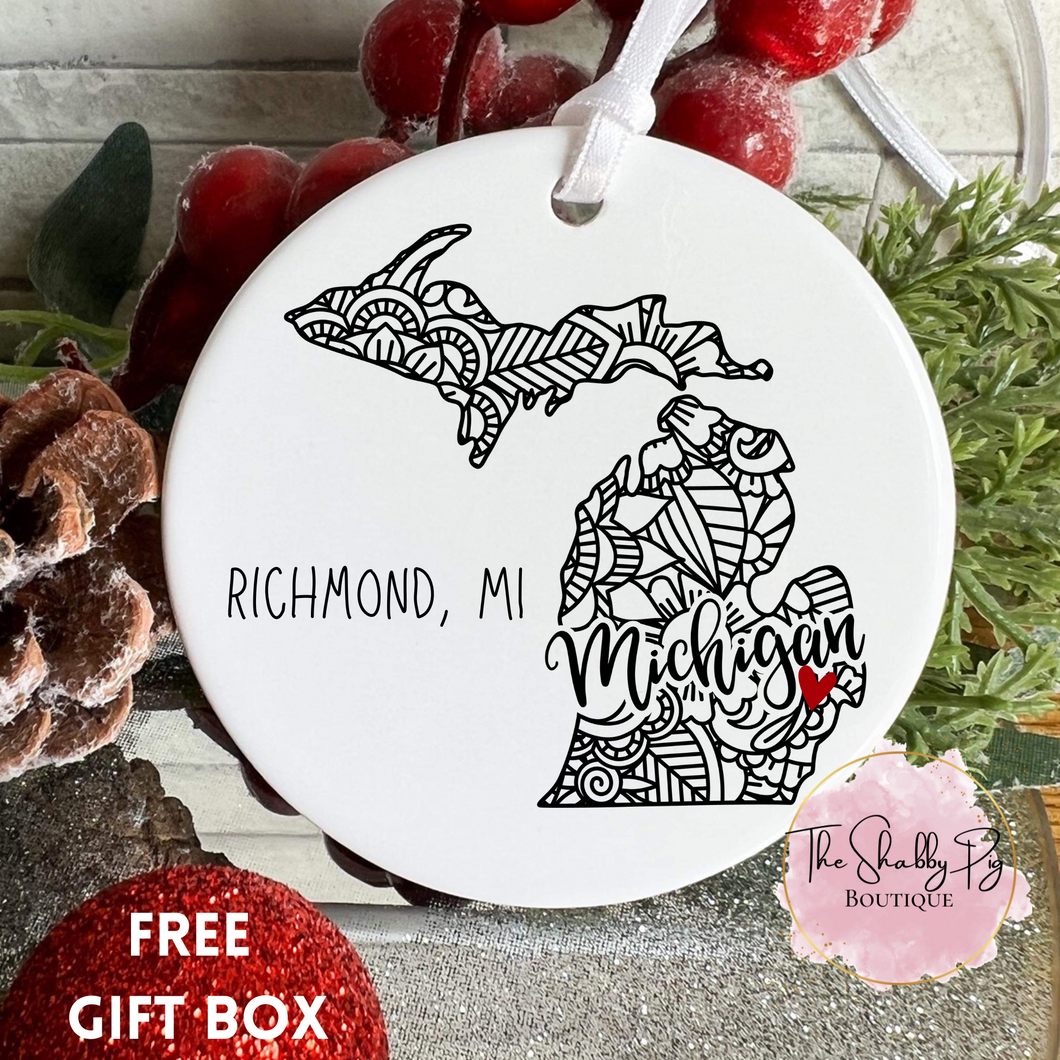 Home | Michigan Ornament with City
