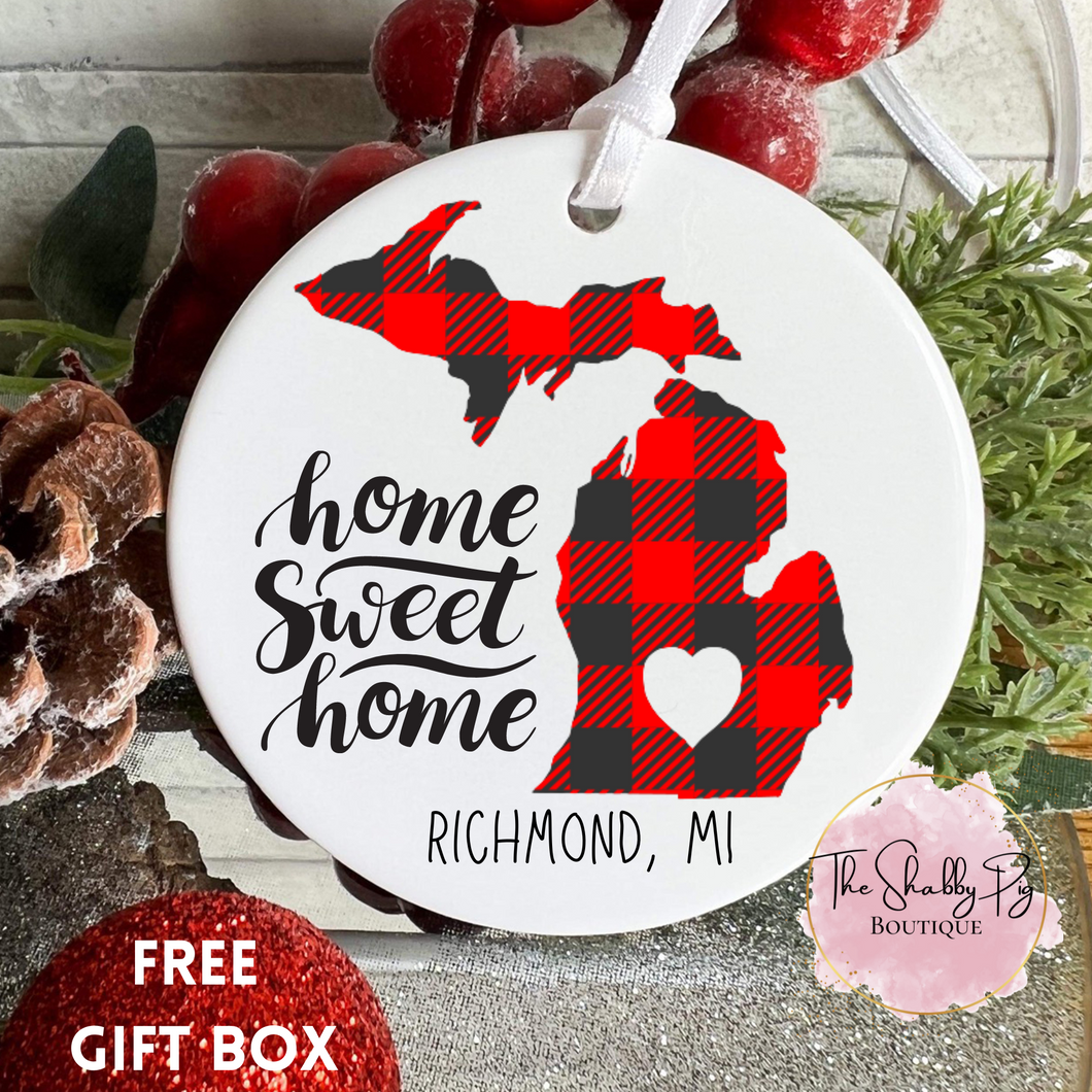 Home Sweet Home | Michigan Ornament with City